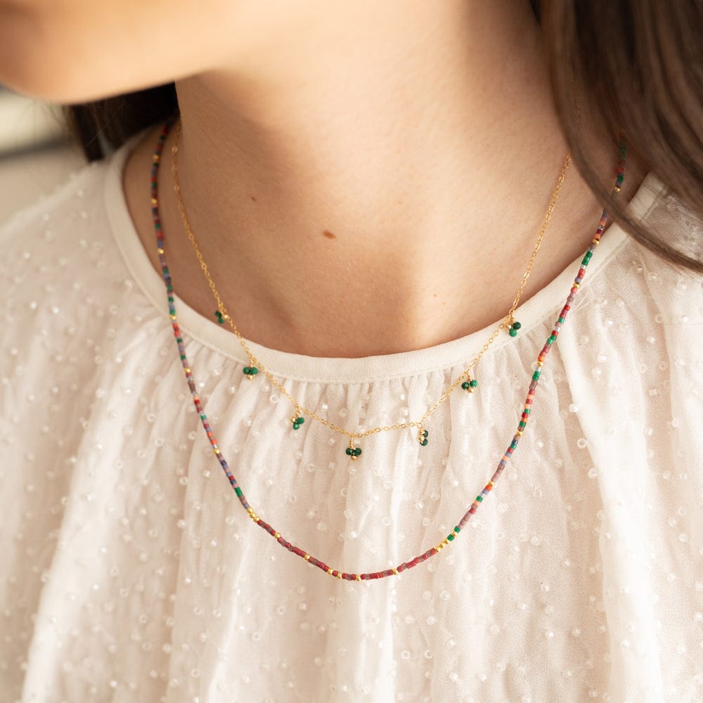 Agnès : Collier ras du cou sublimé de veritables pierres naturelles