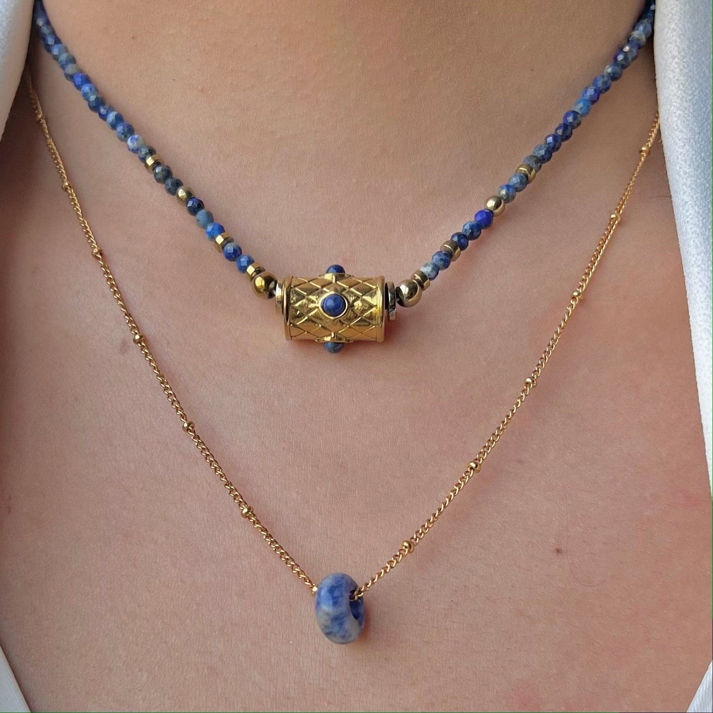 Chakra : Collier porte-bonheur en pierres naturelles