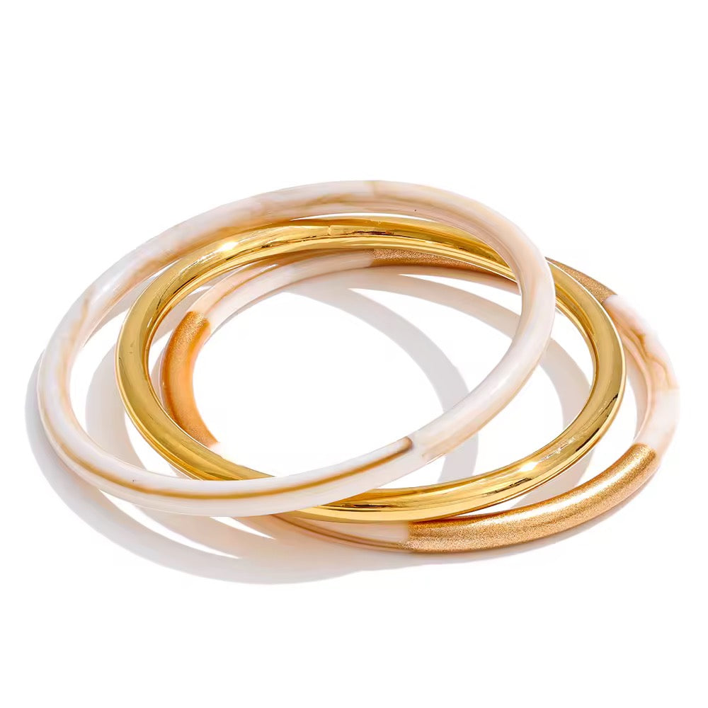 Bracelet jonc en resine et acier inoxydable doré à l'or fin L'Or Didon