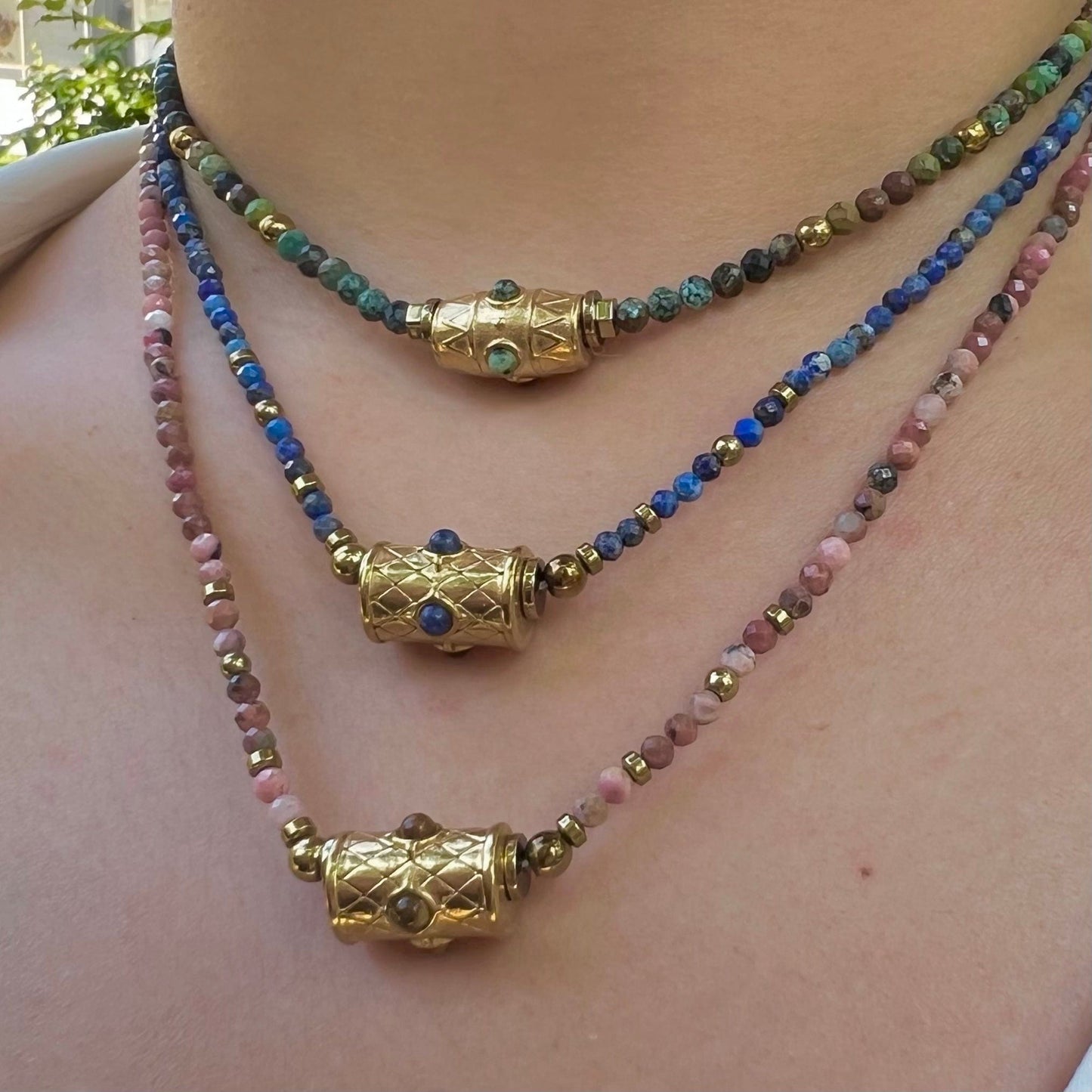 Chakra : Collier porte-bonheur en pierres naturelles