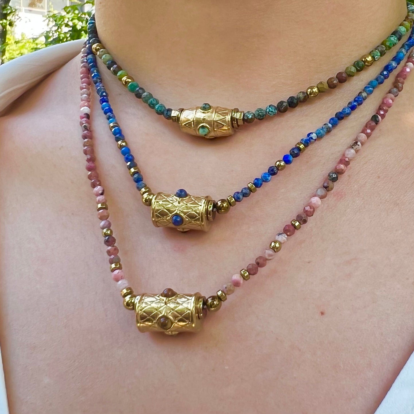 Chakra : Collier porte-bonheur en pierres naturelles