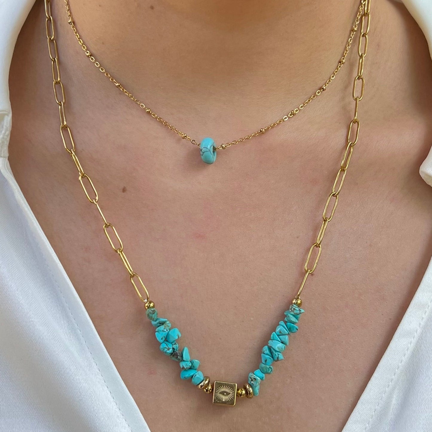Gold Eye : Collier Turquoise, pierres naturelles