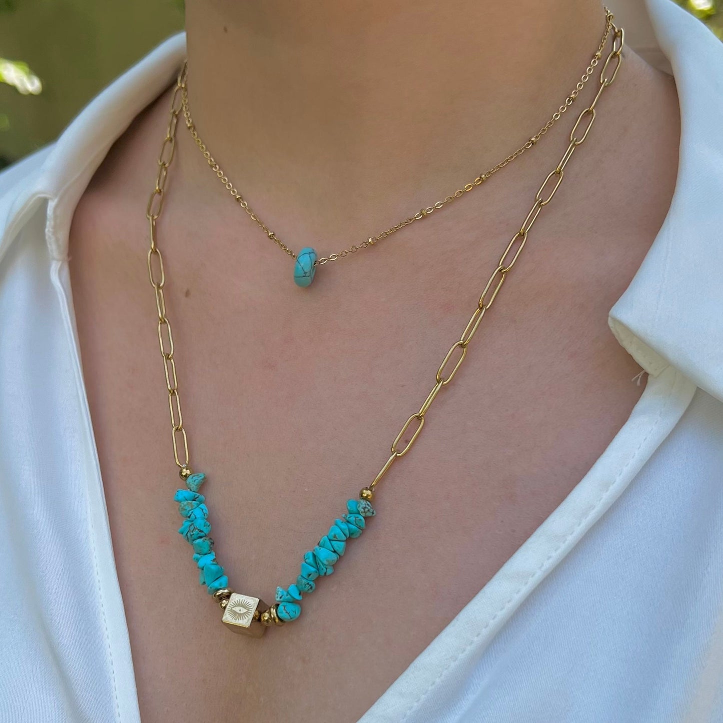 Gold Eye : Collier Turquoise, pierres naturelles