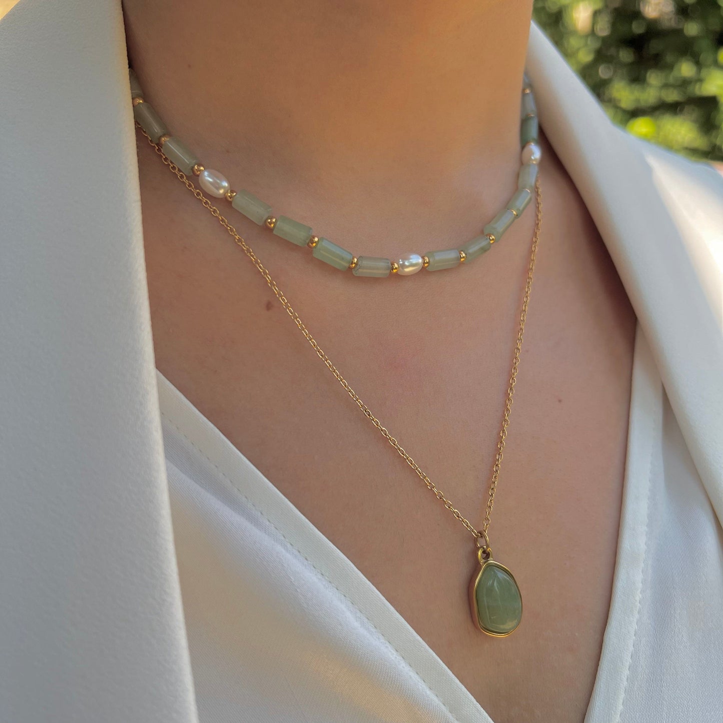 Sérénité : Collier ras du cou " pierres naturelles"