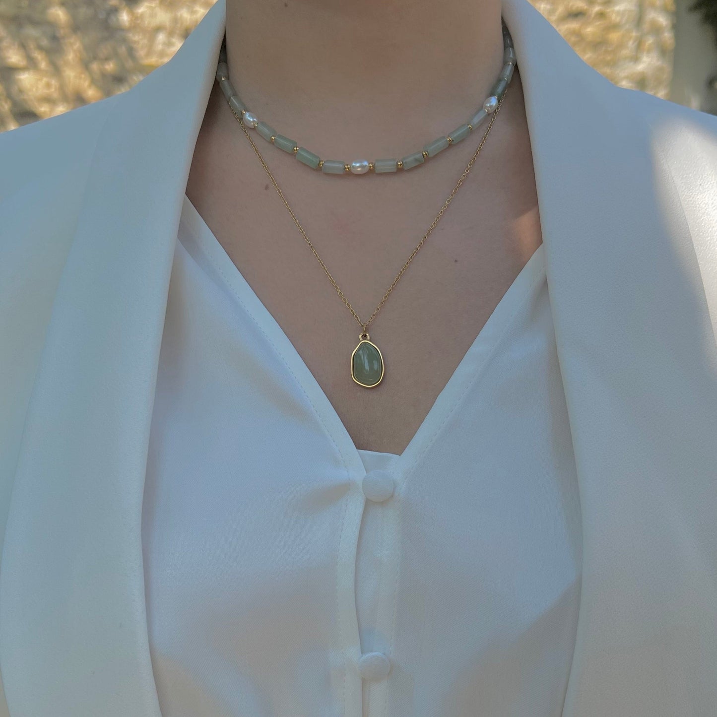 Sérénité : Collier ras du cou " pierres naturelles"