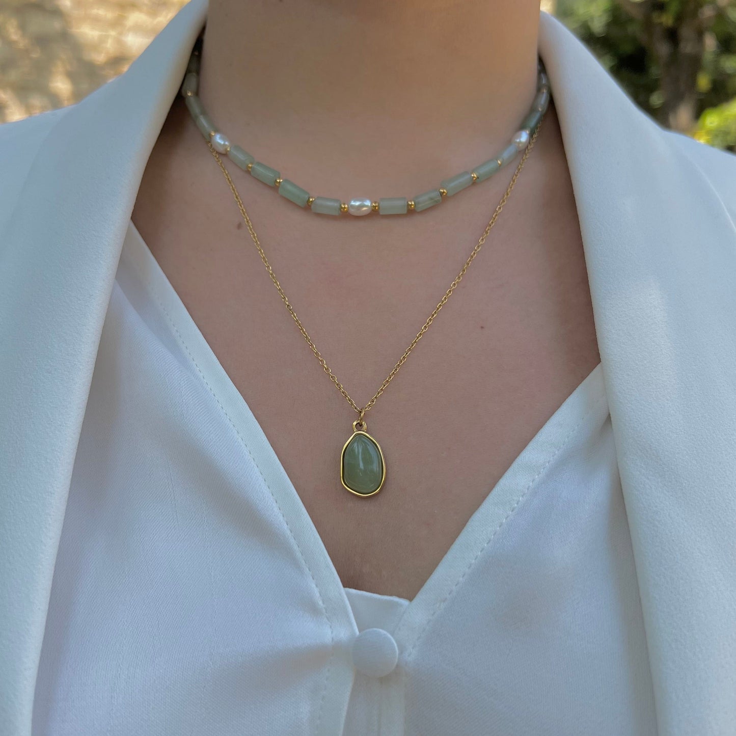 Sérénité : Collier ras du cou " pierres naturelles" L'ordidon