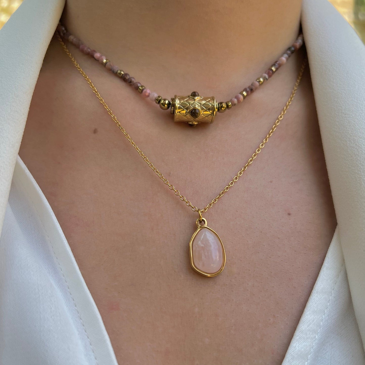 Chakra : Collier porte-bonheur en pierres naturelles