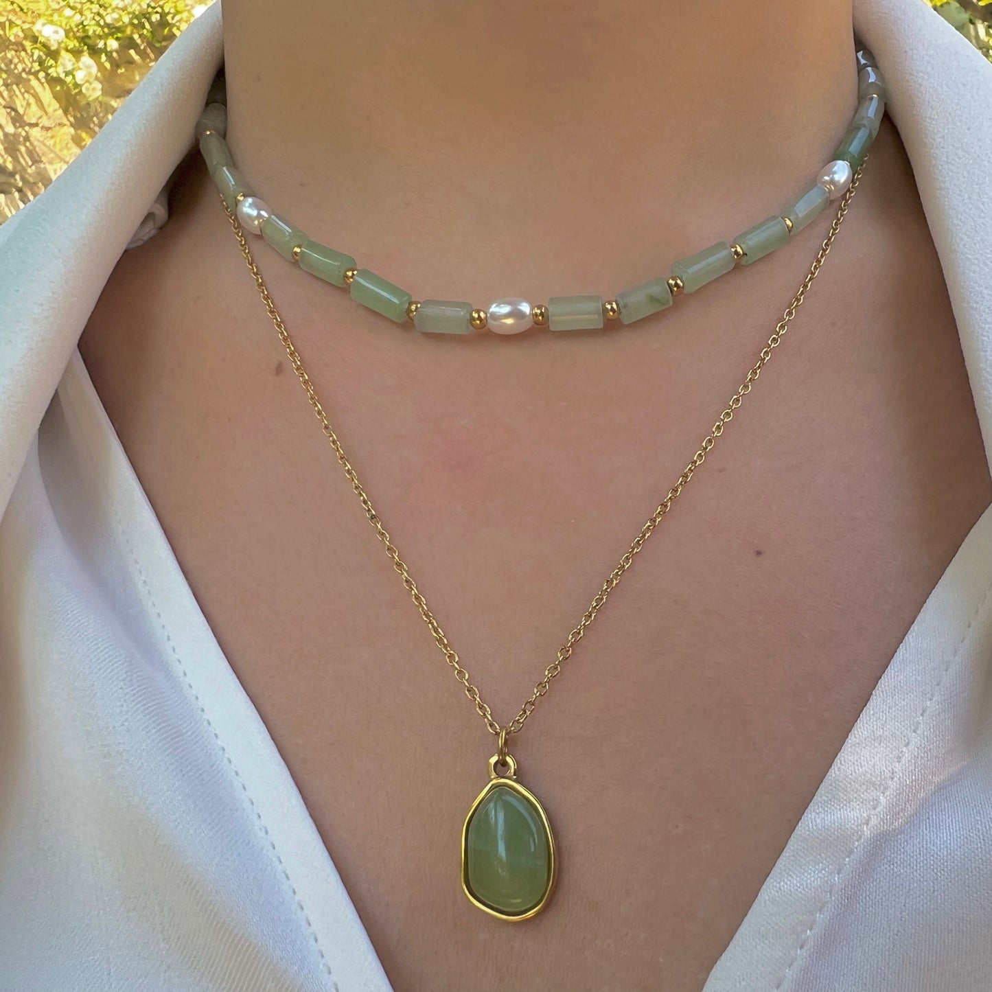 Sérénité : Collier ras du cou " pierres naturelles"