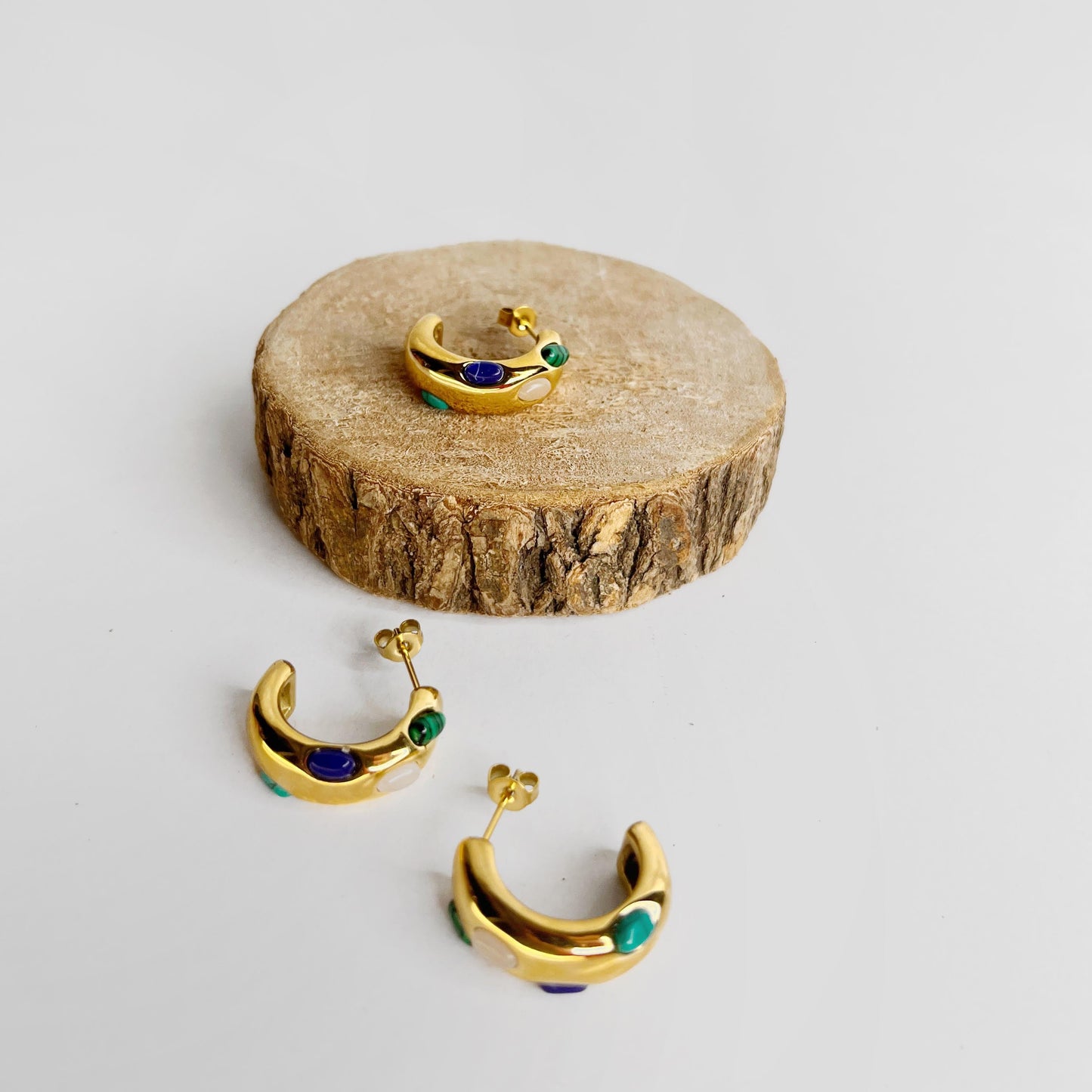 Morgane : Boucles d'oreilles ornées de pierres naturelles L'or Didon