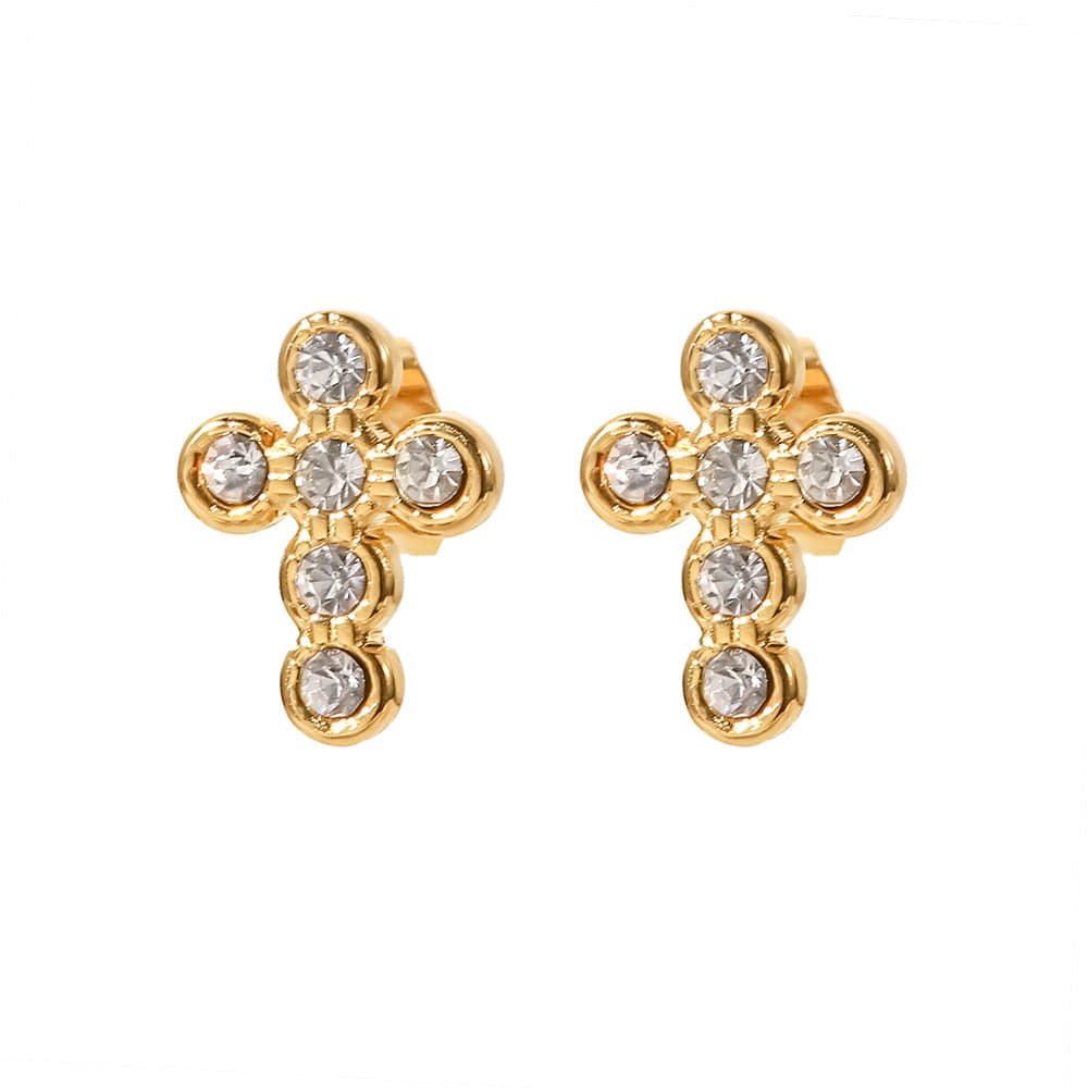 Marie : Boucles d'oerilles forme de croix L'or Didon