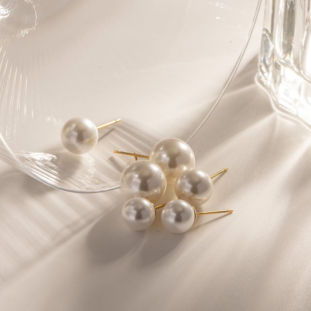 Lady D : Boucles d'oreilles puces perle blanche L'or Didon