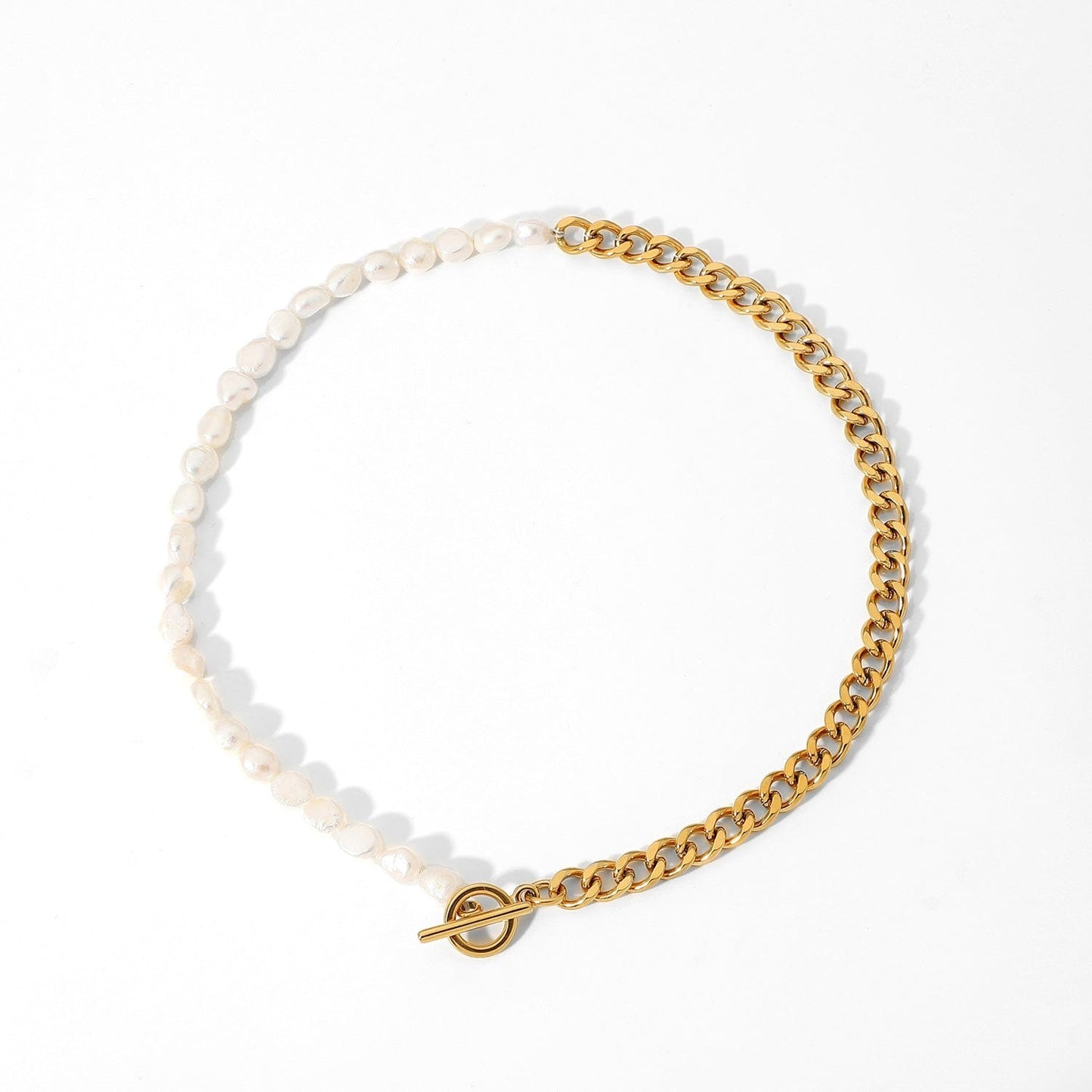 Duo : Collier en perles d'eau douce et acier inoxydable