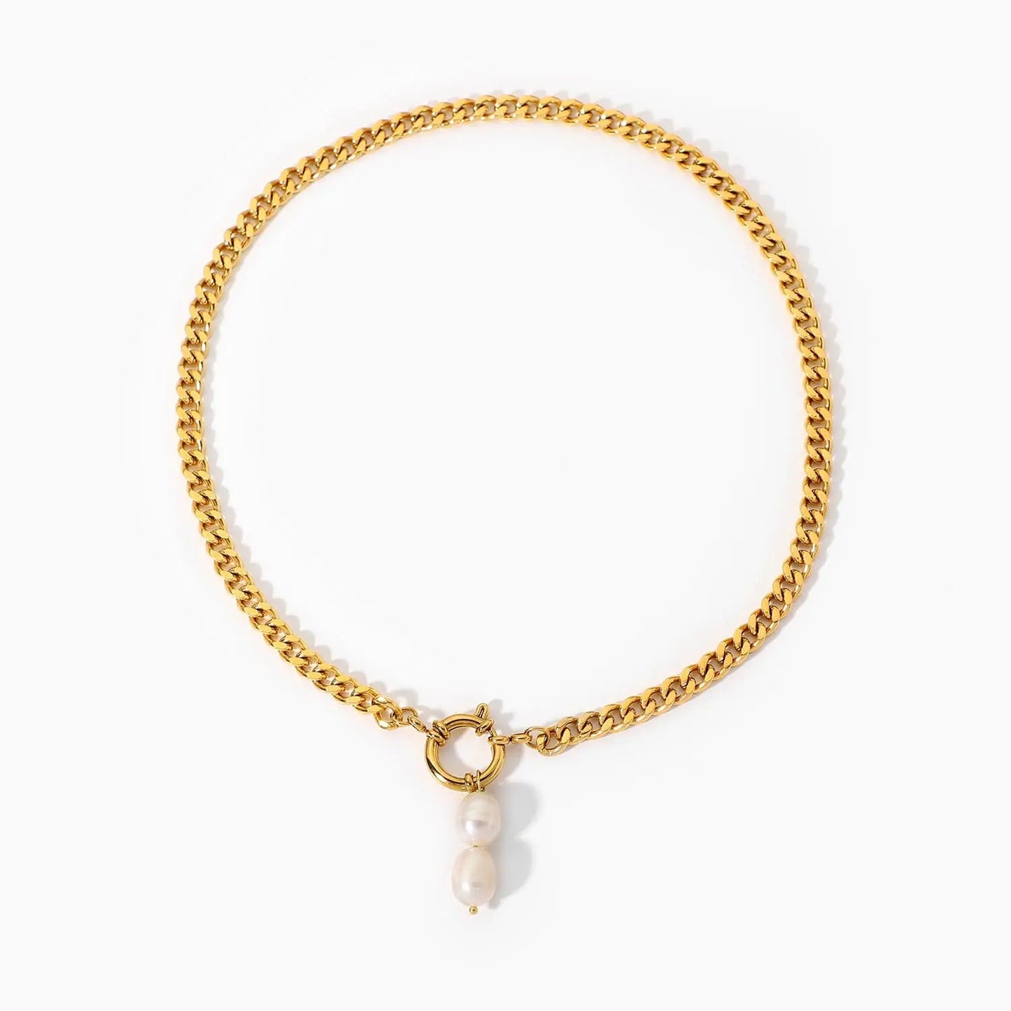 Céline : Collier à maillons et perle d'eau douce L'or Didon