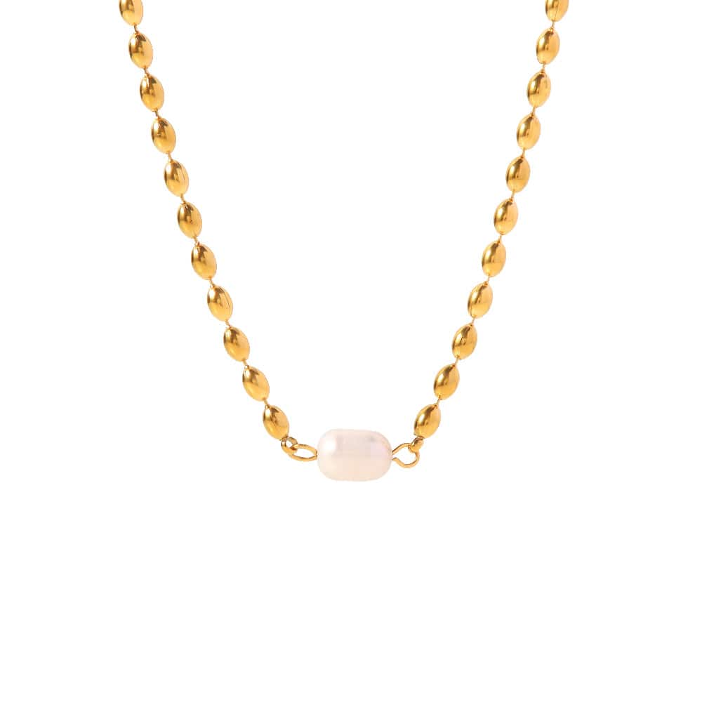 collier avec pendentif perle blanche