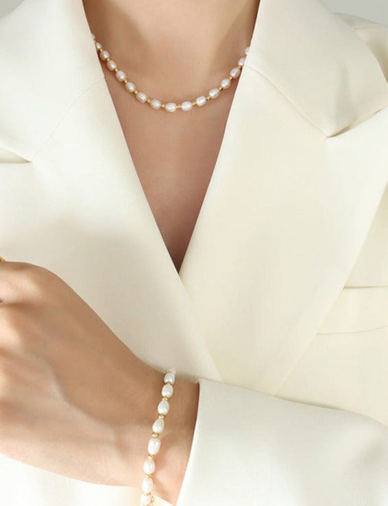 Collier perles naturelles blanches : collier Lady