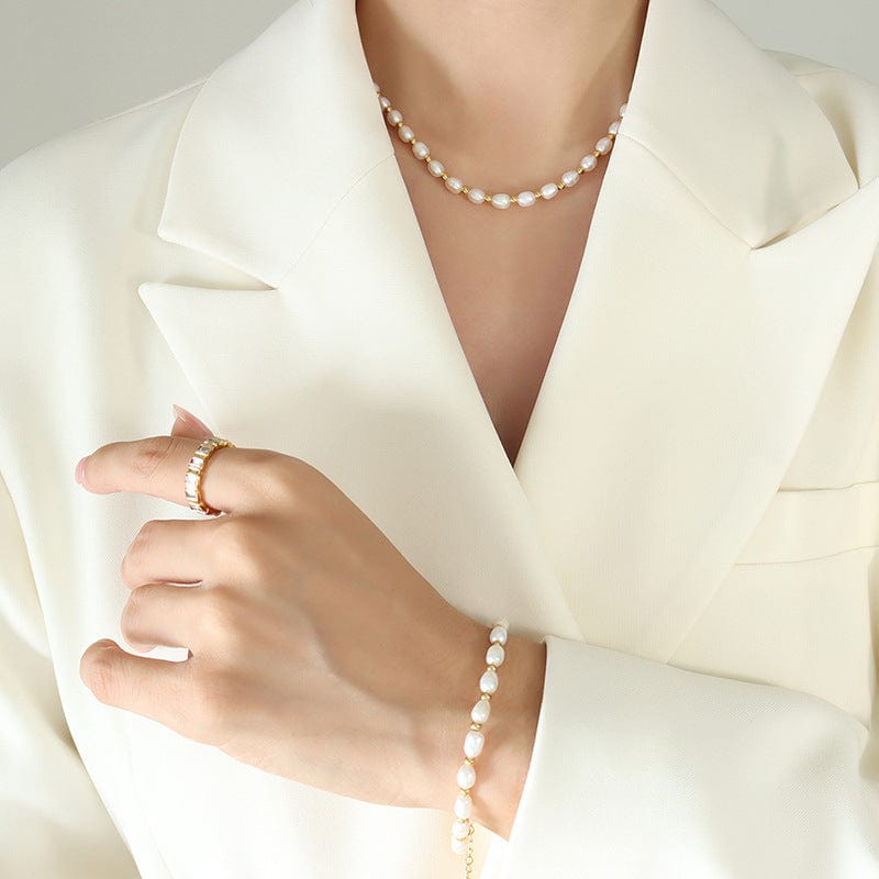 Coffert Lady : collier et bracelet en perles naturelles