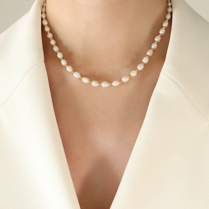 Collier perles naturelles blanches : collier Lady