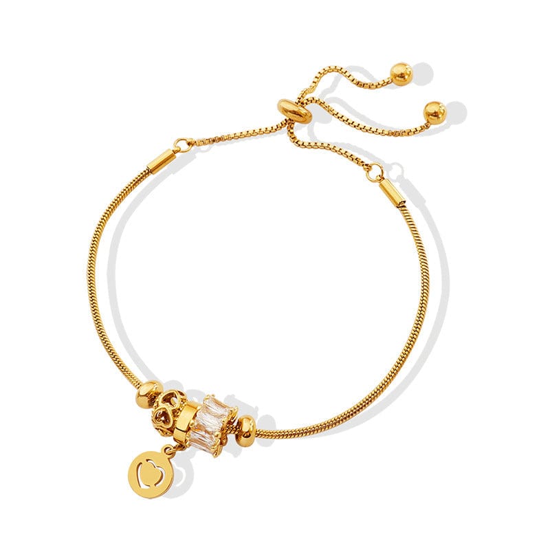 GVibes : Bracelet coulissant, multi Charms avec un médaillon gravable