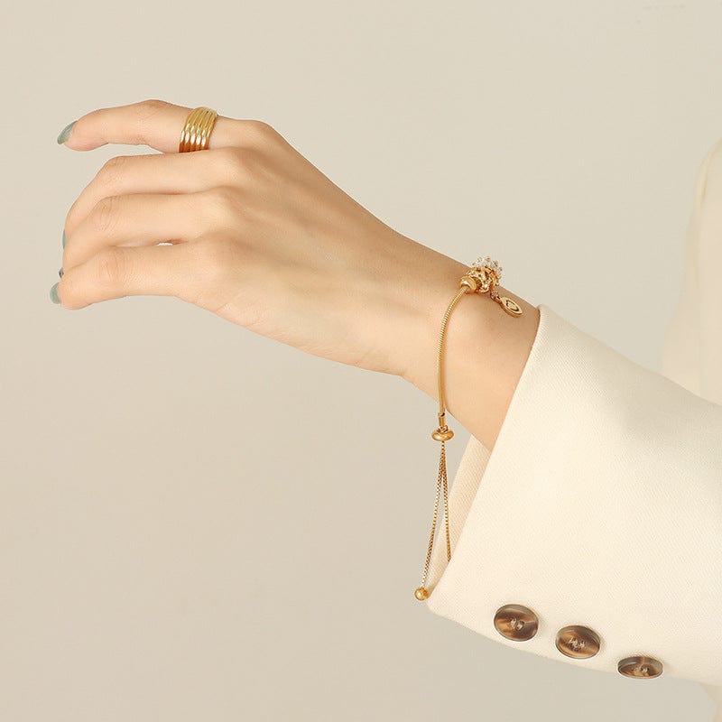 GVibes : Bracelet coulissant, multi Charms avec un médaillon gravable