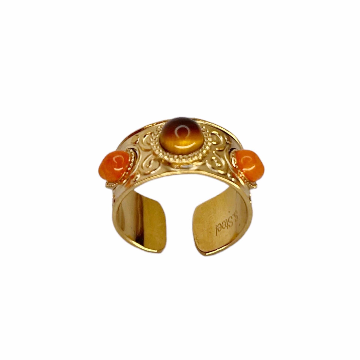 Cléopatre : Bague avec trois-mini pierres naturelles polies