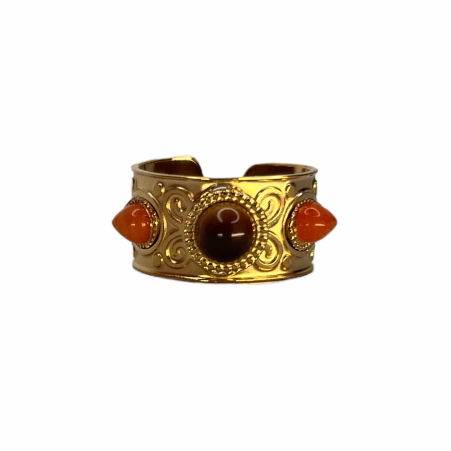Cléopatre : Bague avec trois-mini pierres naturelles polies