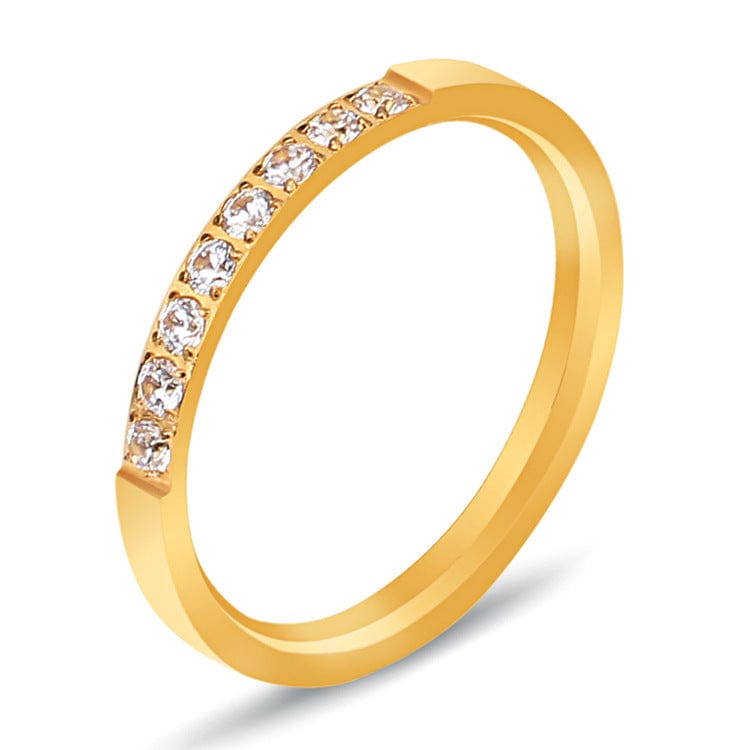 Taille bague : alliance Eternity dorée sertie d'oxydes de zirconium, proposée en tailles 51/52 à 59/60