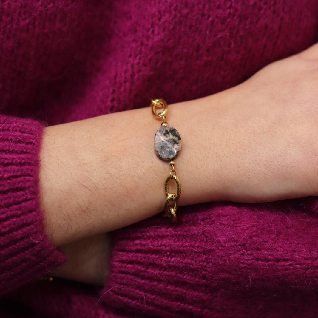 Lydie : Bracelet personnalisé avec la pierre de ton choix, fait main L'or Didon