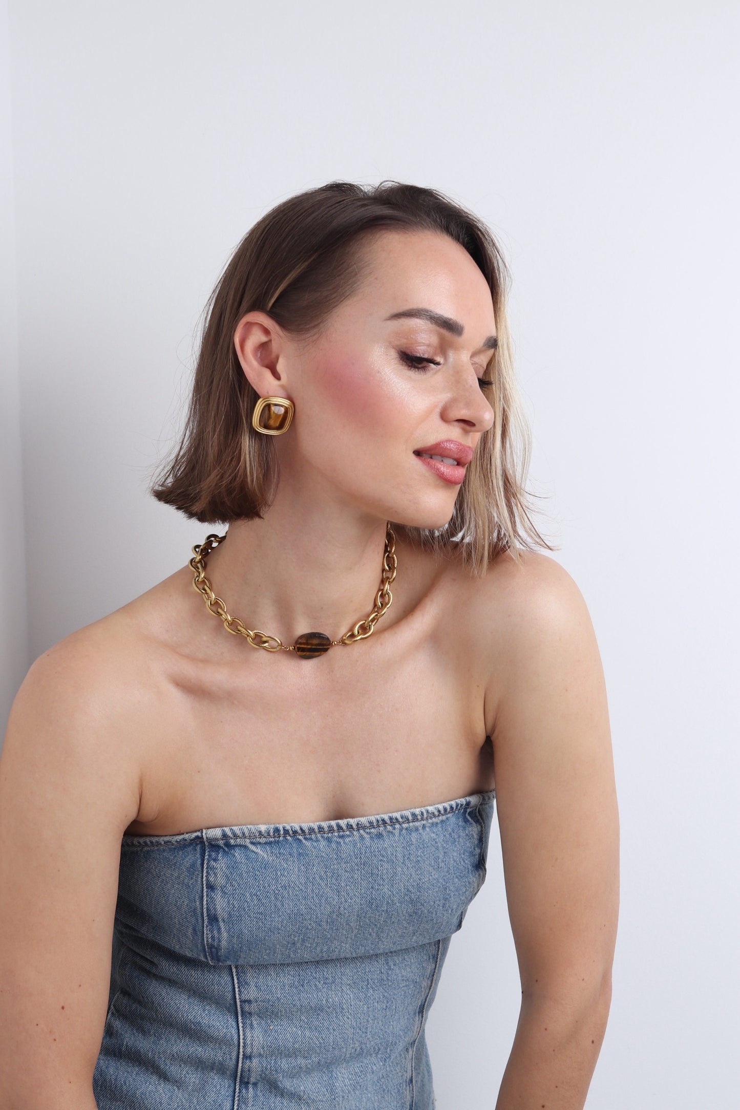 Lydie : Collier choker interchangeable personnalisé avec ta pierre préférée, fait main