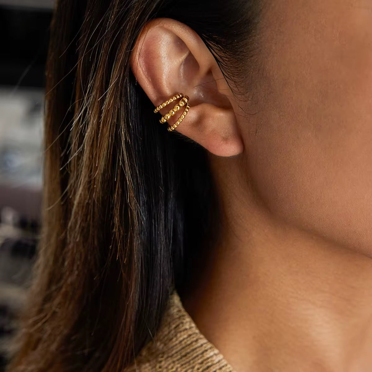 Ear cuff en acier inoxydable doré à l’or fin