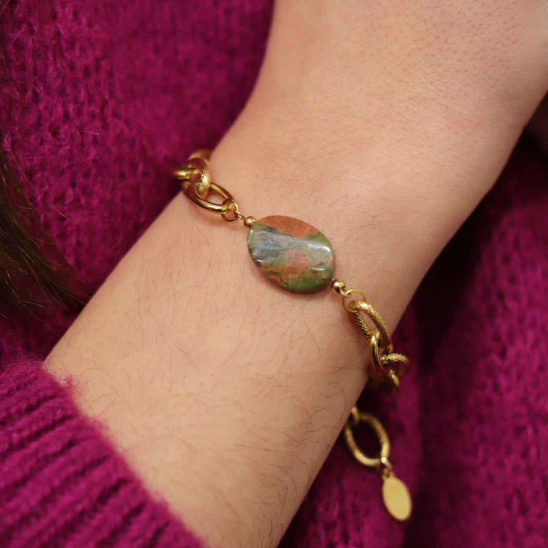 Lydie : Bracelet personnalisé avec la pierre de ton choix, fait main L'or Didon