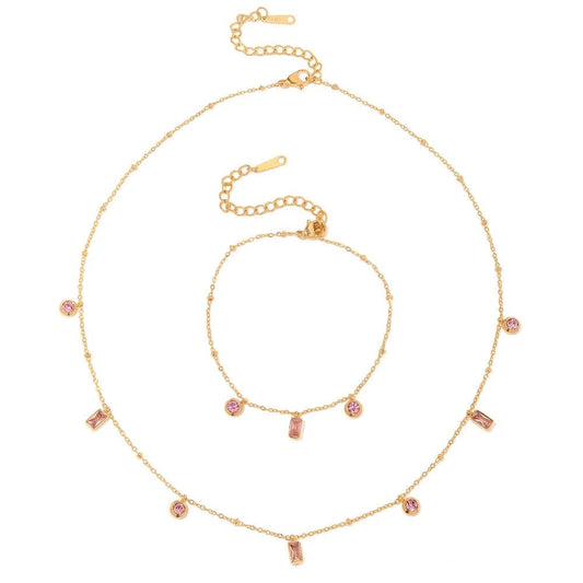 Rose : Collier fin sublimé avec des zircons rose