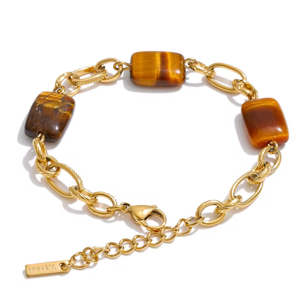 Bracelet doré œil de tigre – acier inoxydable | L’or Didon Paris