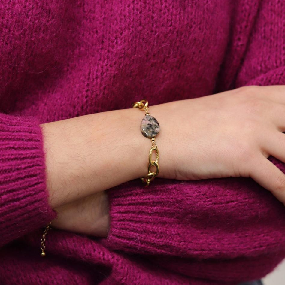 Lydie : Bracelet personnalisé avec la pierre de ton choix, fait main L'or Didon