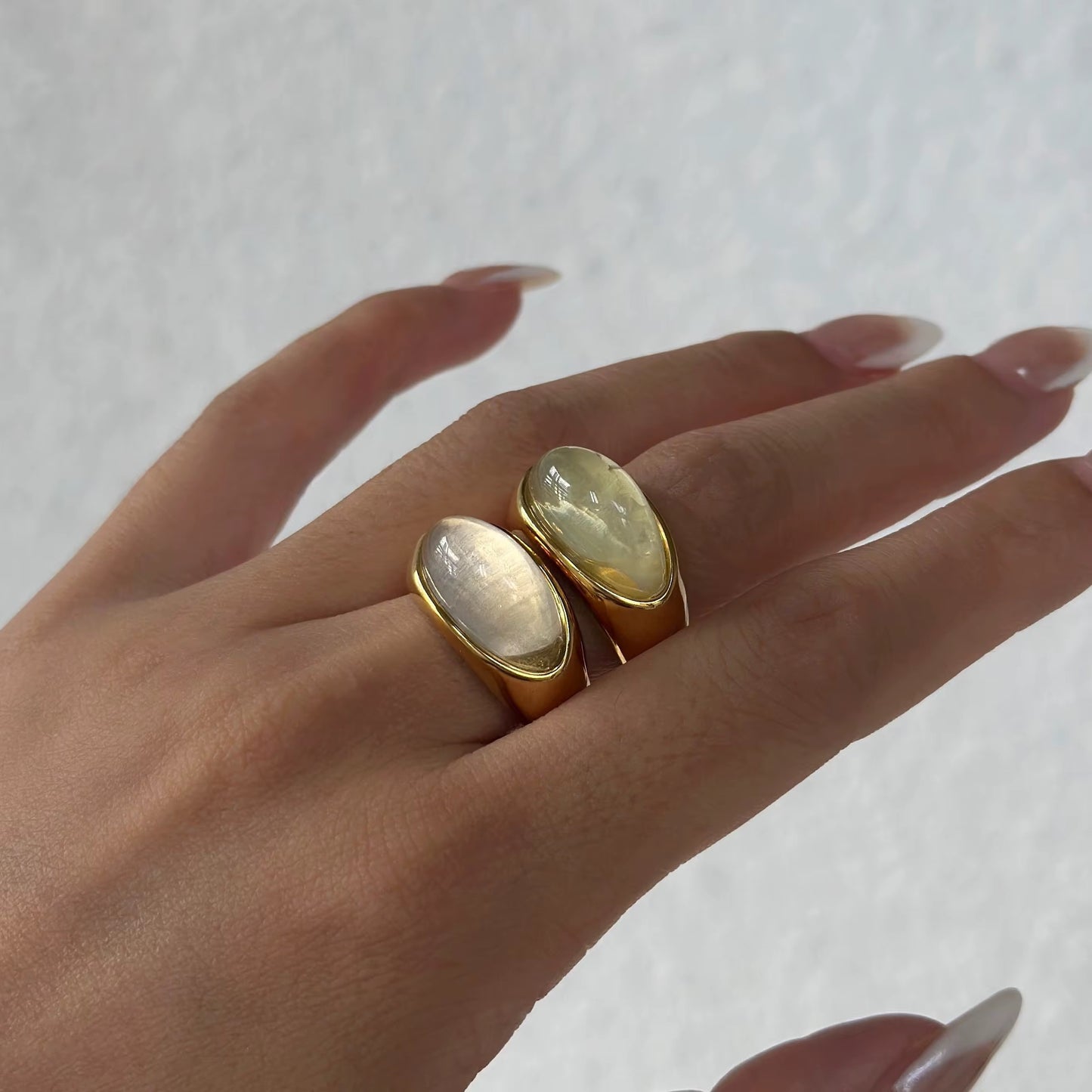 Bague Pierre Verte – Résine & Acier Inoxydable