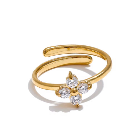 Bague mini fleur zircon – doré ou argenté : Flora