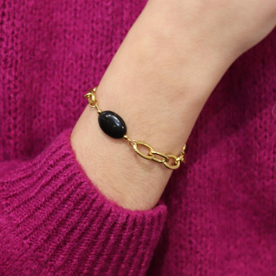Lydie : Bracelet personnalisé avec la pierre de ton choix, fait main L'or Didon