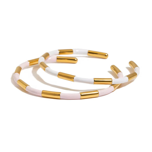 Bracelet jonc Luce – Émail & acier chirurgical trempé à l’or 18K