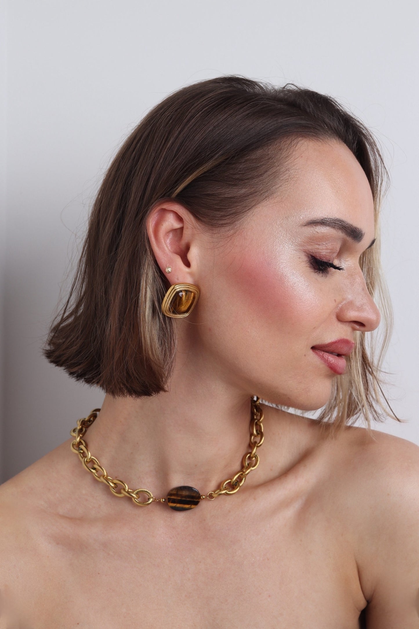 Lydie : Collier choker interchangeable personnalisé avec ta pierre préférée, fait main