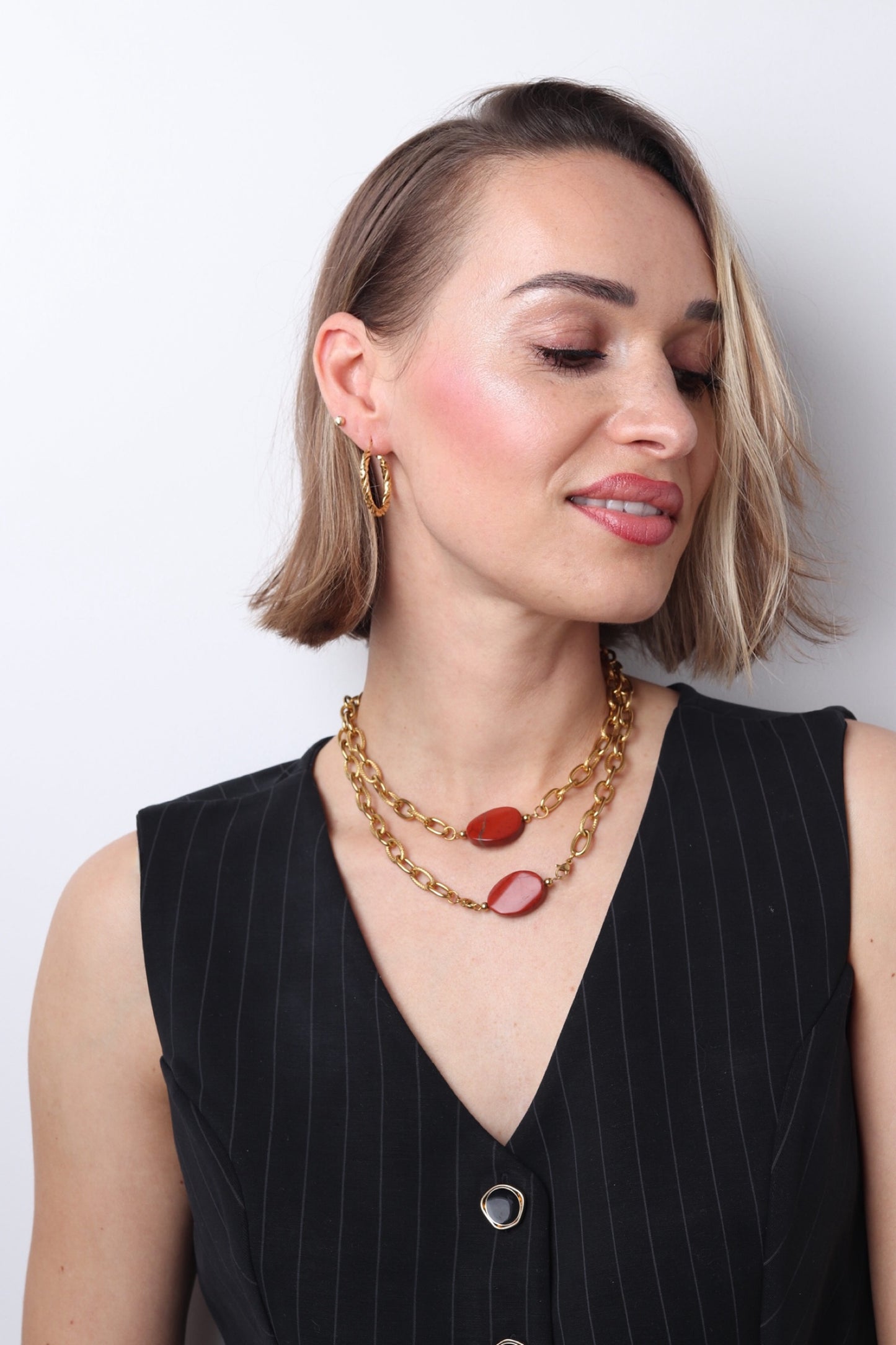 Lydie : Collier choker interchangeable personnalisé avec ta pierre préférée, fait main