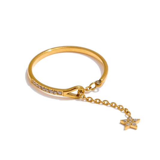 Bague étoile pendante – acier inoxydable doré 18K