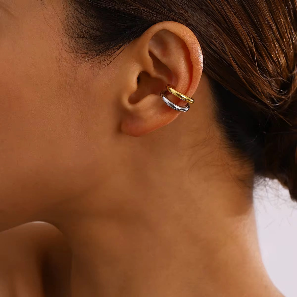 Ear cuff bicolore doré argenté en acier inoxydable chirurgical L'or Didon