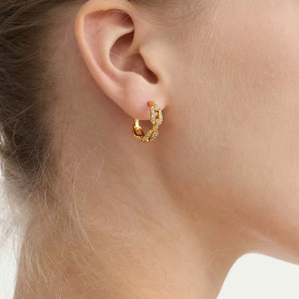 Mini créoles ornées de pierres de zirconium : antiallergique et waterproof