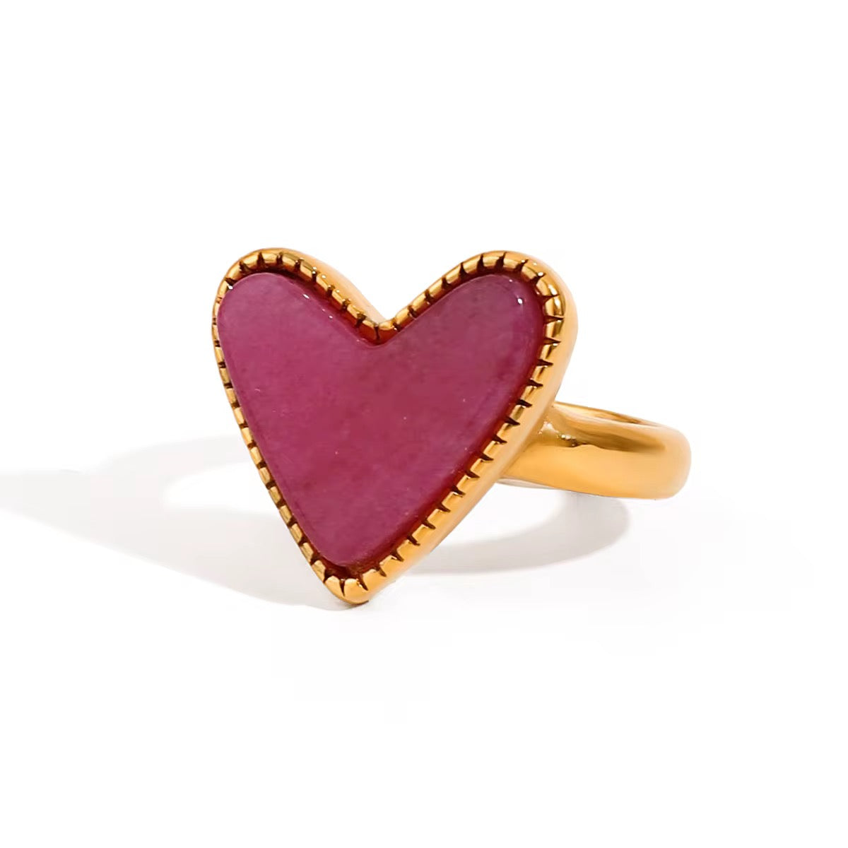 Bague coeur en résine : verte, rose ou ivoire