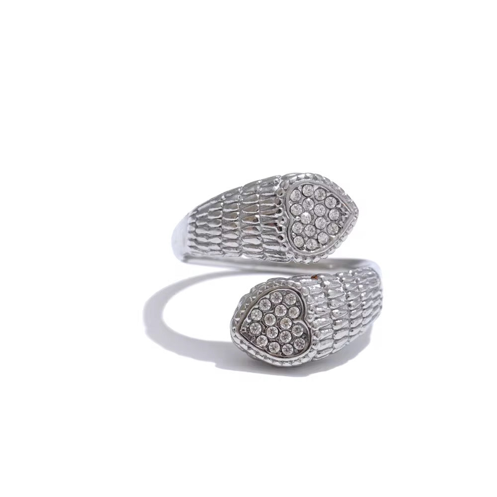 Bague ajustable en acier inoxydable et pierre de zirconium