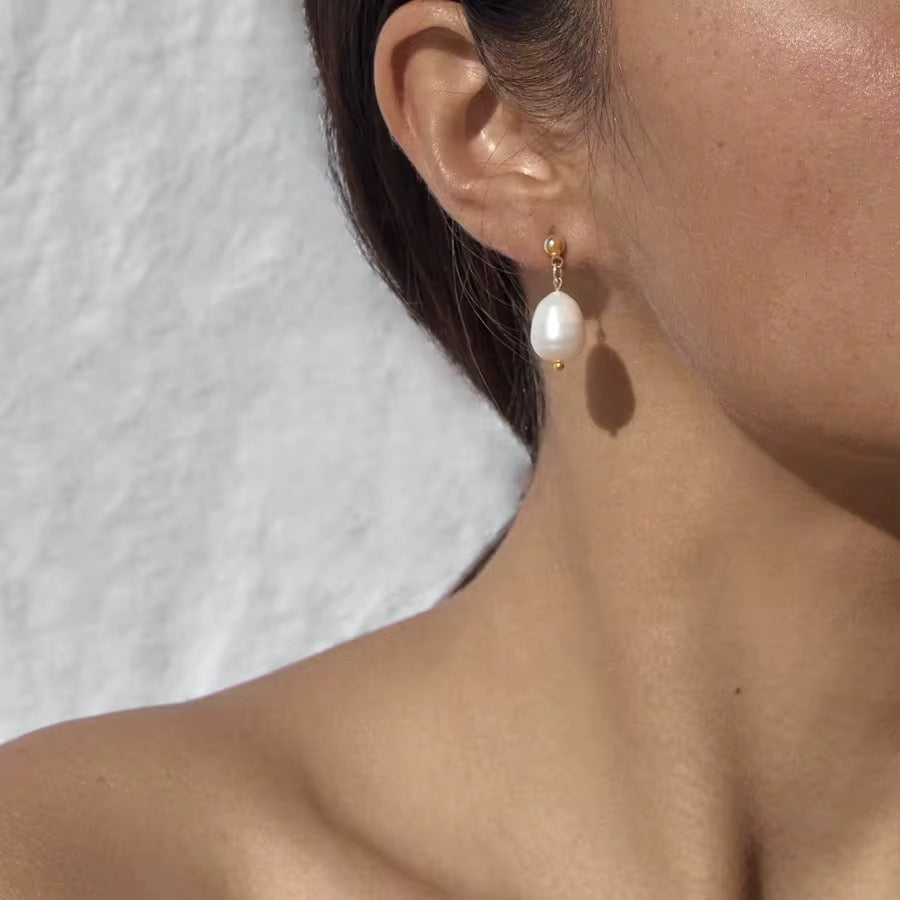  Hélène : boucles d’oreilles avec perles naturelles pour mariée 