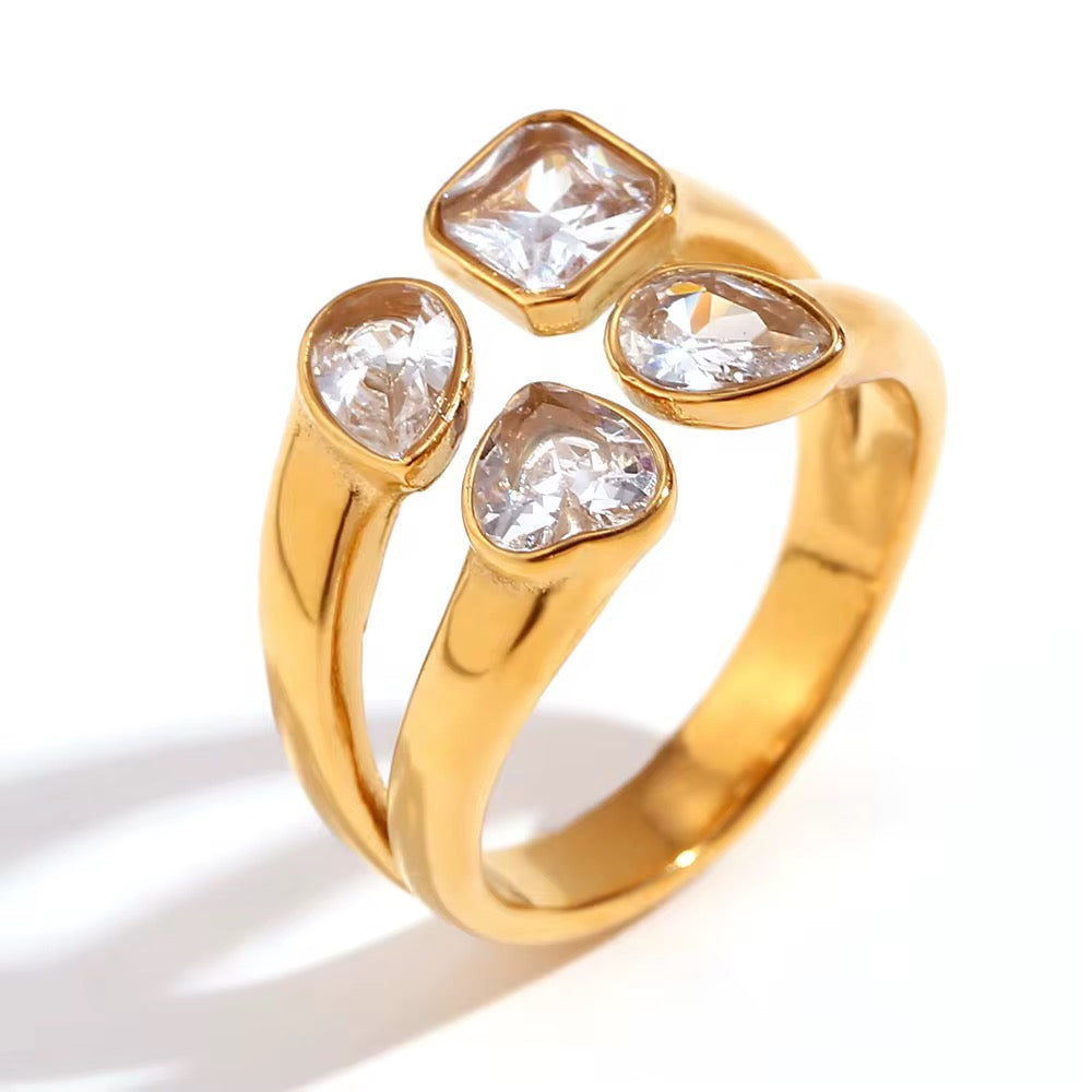 Bague en acier inoxydable dorée à l’or fin