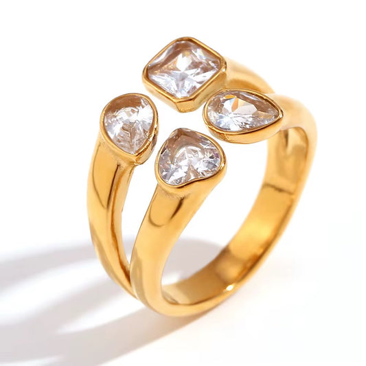 Bague en acier inoxydable dorée à l’or fin