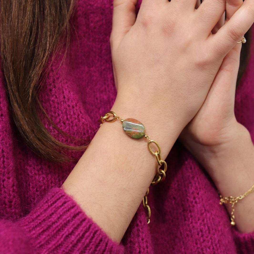 Lydie : Bracelet personnalisé avec la pierre de ton choix, fait main L'or Didon