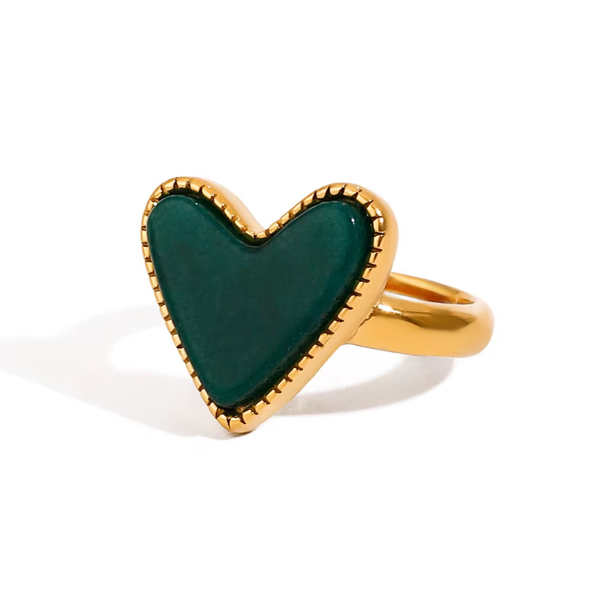 Bague coeur en résine : verte, rose ou ivoire
