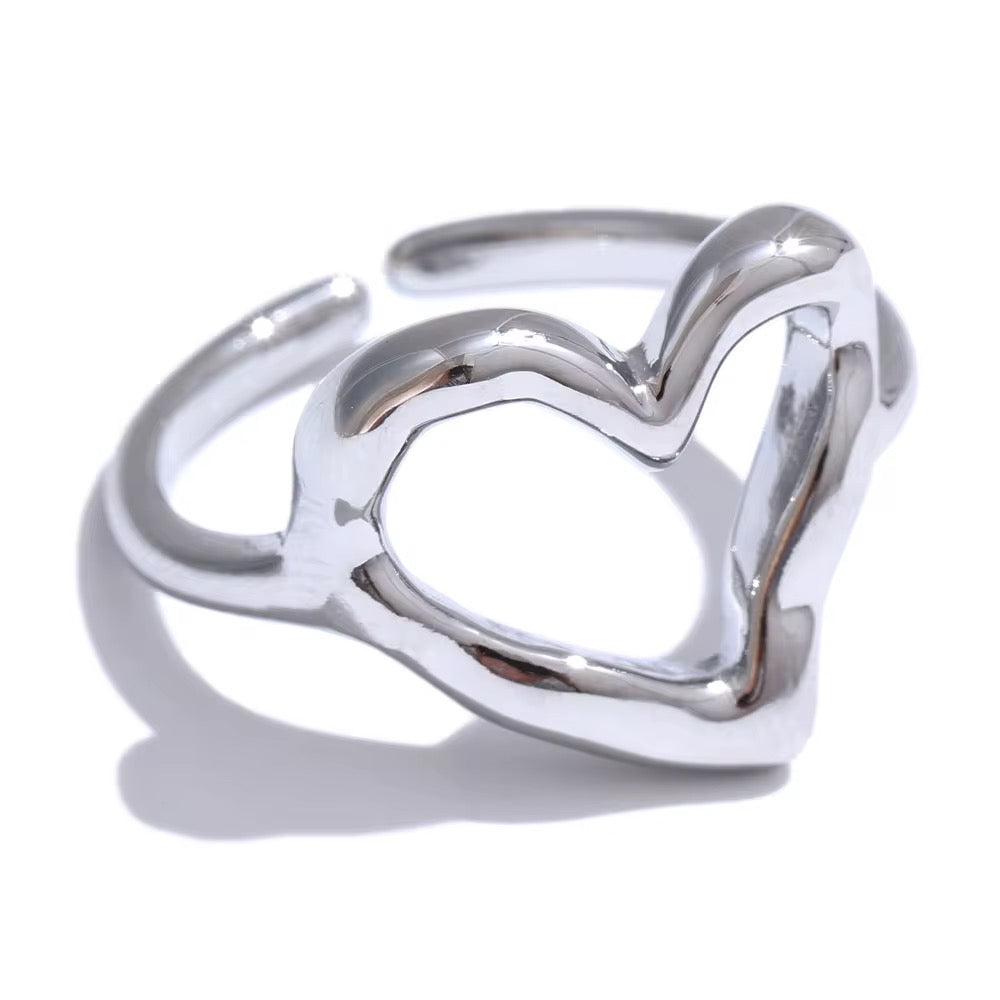 bague en acier inoxydable doré forme cœur L'or Didon